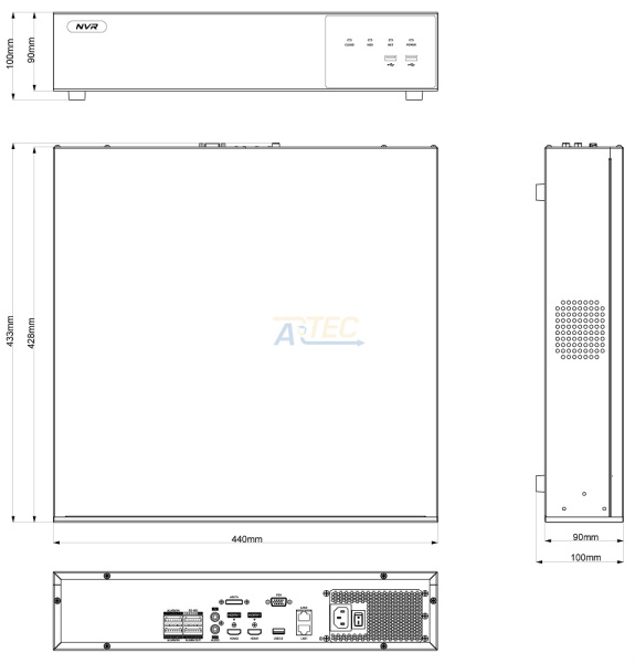 ATEC-NV64-696 IP видеорегистратор, 12 Мп, 64 канала